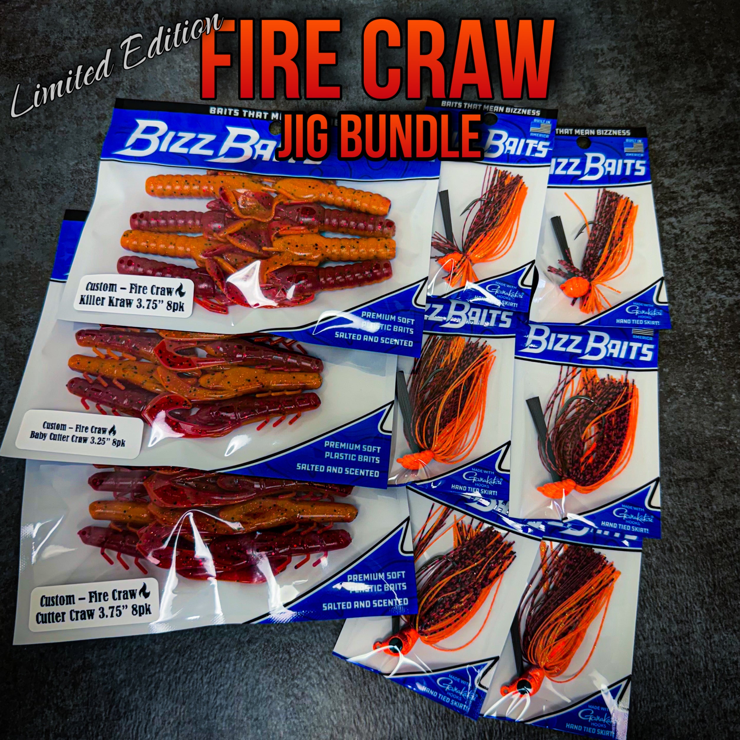Exclusive - Fire Craw Jig Bundle w/ MATCHING Trailers — Made to order please allow 1 week to ship